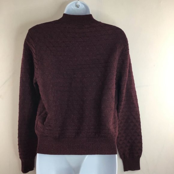 Why Not Women's Maroon Long Sleeve Pockets Full Zip Sweater Size S/M - Picture 5 of 10